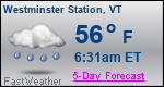 Weather Forecast for Westminster Station, VT
