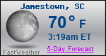 Weather Forecast for Jamestown, SC