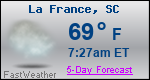 Weather Forecast for La France, SC