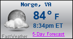 Weather Forecast for Norge, VA
