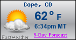 Weather Forecast for Cope, CO