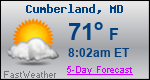 Weather Forecast for Cumberland, MD
