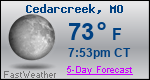 Weather Forecast for Cedarcreek, MO