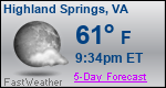 Weather Forecast for Highland Springs, VA