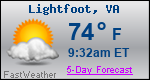 Weather Forecast for Lightfoot, VA