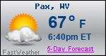 Weather Forecast for Pax, WV