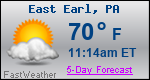 Weather Forecast for East Earl, PA