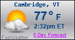 Weather Forecast for Cambridge, VT