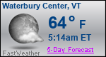 Weather Forecast for Waterbury Center, VT