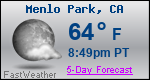 Weather Forecast for Menlo Park, CA