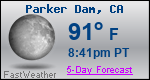 Weather Forecast for Parker Dam, CA