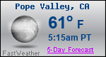 Weather Forecast for Pope Valley, CA