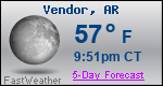 Weather Forecast for Vendor, AR