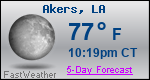 Weather Forecast for Akers, LA