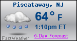 Weather Forecast for Piscataway, NJ