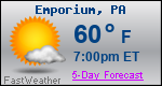 Weather Forecast for Emporium, PA