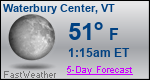 Weather Forecast for Waterbury Center, VT