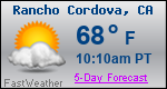 Weather Forecast for Rancho Cordova, CA