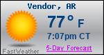 Weather Forecast for Vendor, AR