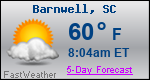 Weather Forecast for Barnwell, SC