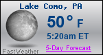Weather Forecast for Lake Como, PA