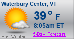 Weather Forecast for Waterbury Center, VT