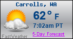 Weather Forecast for Carrolls, WA