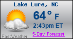 Weather Forecast for Lake Lure, NC