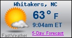 Weather Forecast for Whitakers, NC