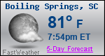Weather Forecast for Boiling Springs, SC