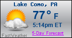 Weather Forecast for Lake Como, PA