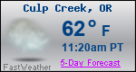 Weather Forecast for Culp Creek, OR