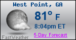 Weather Forecast for West Point, GA