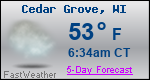 Weather Forecast for Cedar Grove, WI