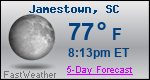 Weather Forecast for Jamestown, SC