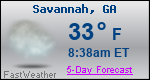 Weather Forecast for Savannah, GA