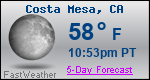 Weather Forecast for Costa Mesa, CA