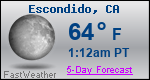 Weather Forecast for Escondido, CA