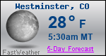 Weather Forecast for Westminster, CO