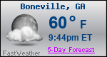 Weather Forecast for Boneville, GA