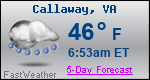 Weather Forecast for Callaway, VA
