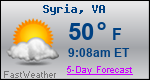 Weather Forecast for Syria, VA