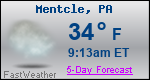 Weather Forecast for Mentcle, PA
