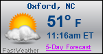 Weather Forecast for Oxford, NC