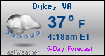 Weather Forecast for Dyke, VA