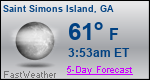Weather Forecast for Saint Simons Island, GA