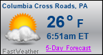 Weather Forecast for Columbia Cross Roads, PA