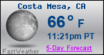Weather Forecast for Costa Mesa, CA