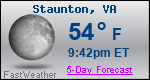Weather Forecast for Staunton, VA