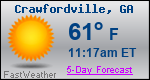 Weather Forecast for Crawfordville, GA
